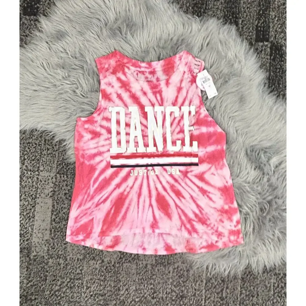 Justice DANCE Sport Pink‎ Tie Dye Tank Girls Size 14/16